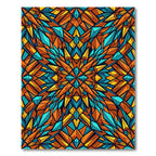 Vibrant Geometric Kaleidoscope Orange Teal Rug