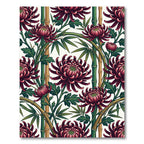 Deep Red Chrysanthemum Bamboo Panorama Rug