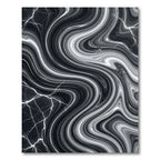 Monochromatic Black White Marble Waves Rug