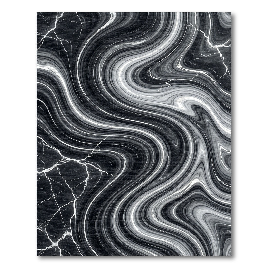 Monochromatic Black White Marble Waves Rug
