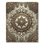 Gold Tiki Floral Mandala Rug