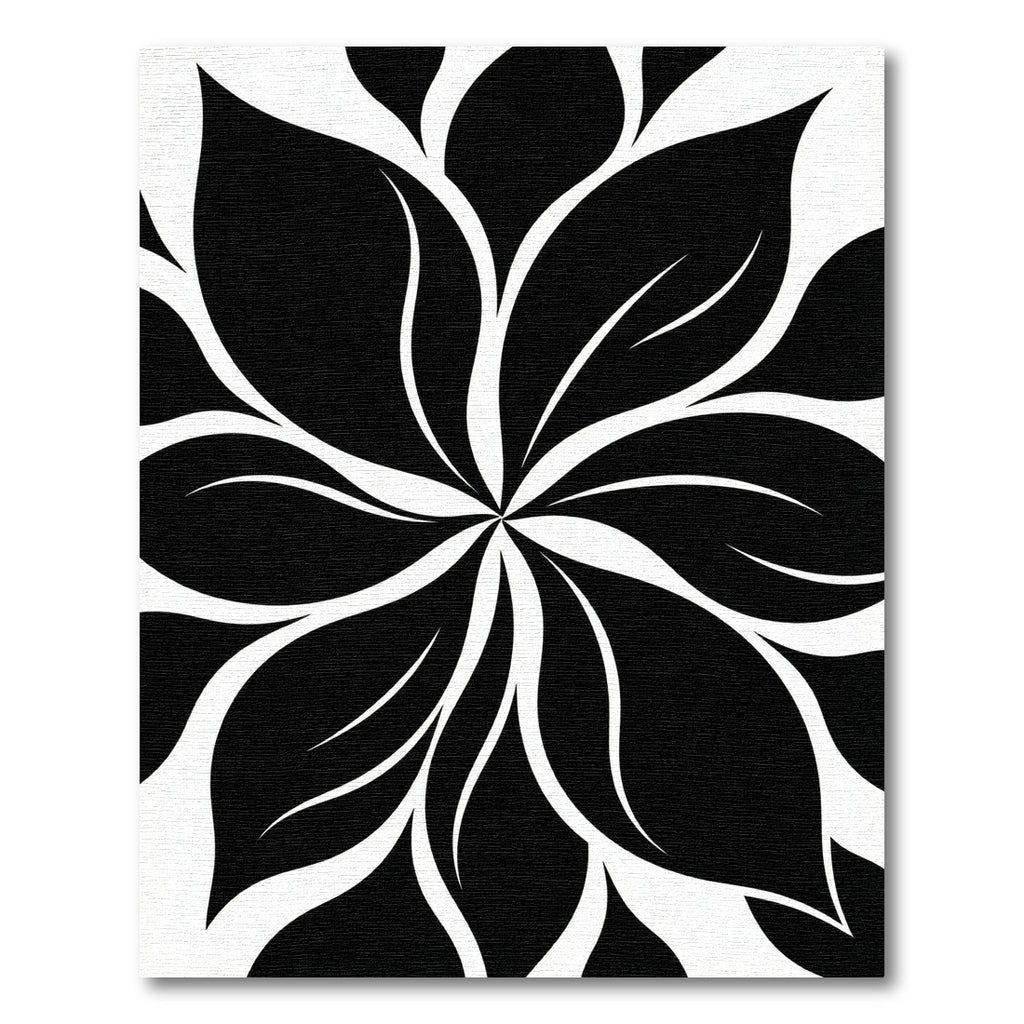 Bold Black and White Floral Swirl Rug
