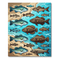 Coastal Blue and Brown Fish Shoreline Rug