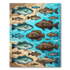Coastal Blue and Brown Fish Shoreline Rug