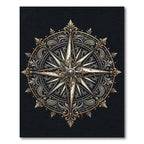 Ornate Gold Compass Medallion Floral Rug