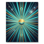 Radiant Teal Gold Peacock Feathers Rug