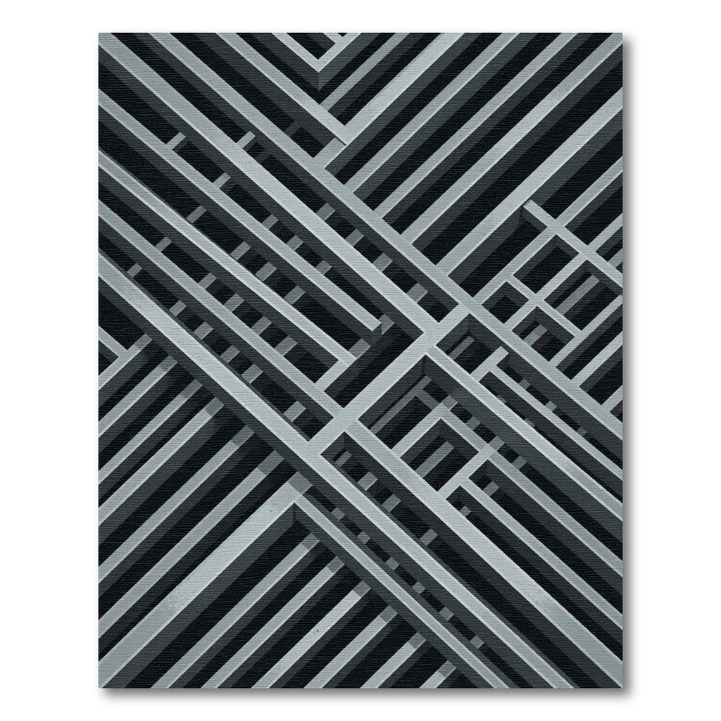 Silver Gray Intersecting Lines Rug