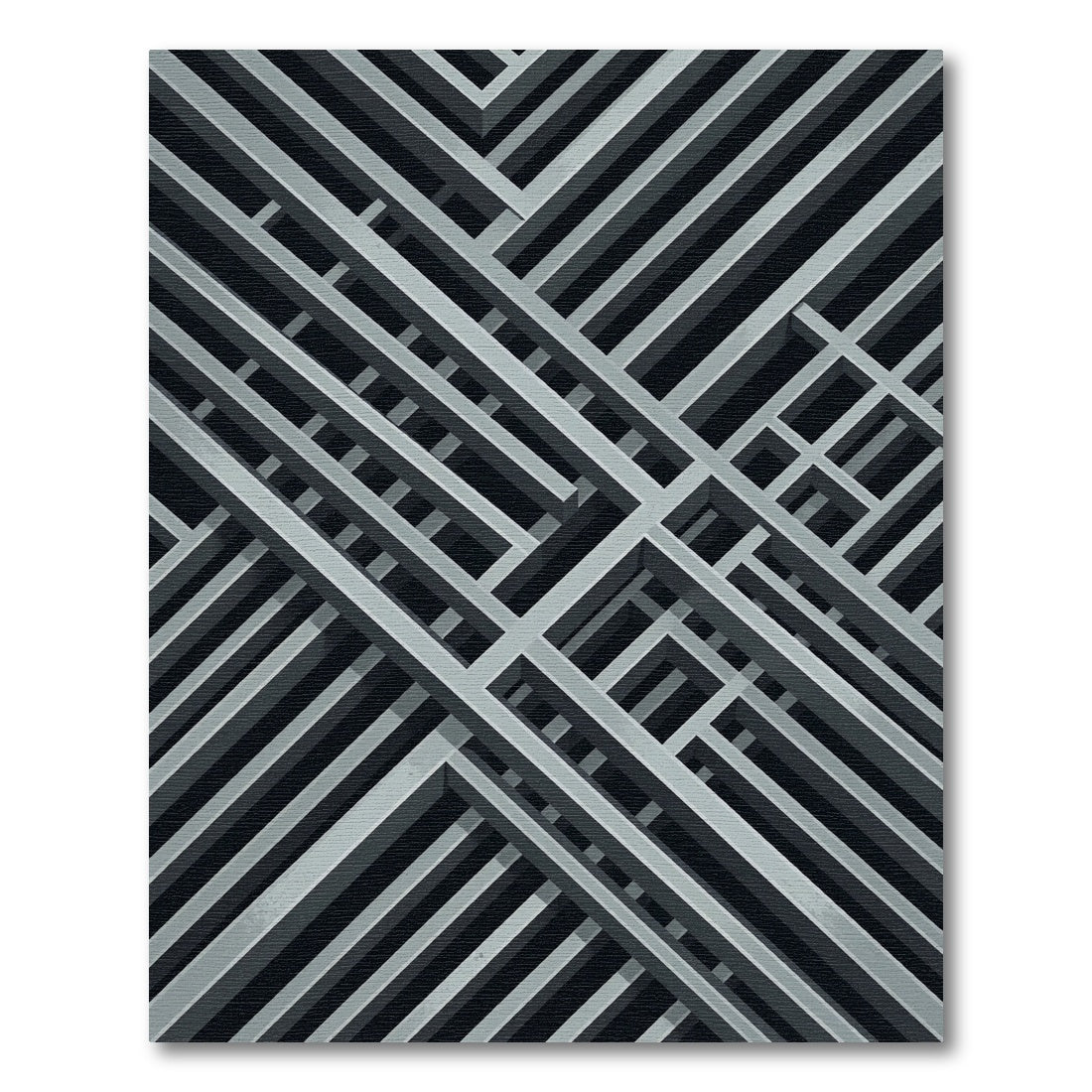 Silver Gray Intersecting Lines Rug