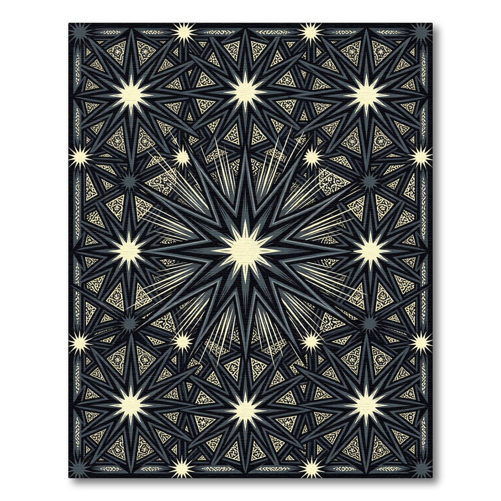 Dark Geometric Starburst Arrangement Rug