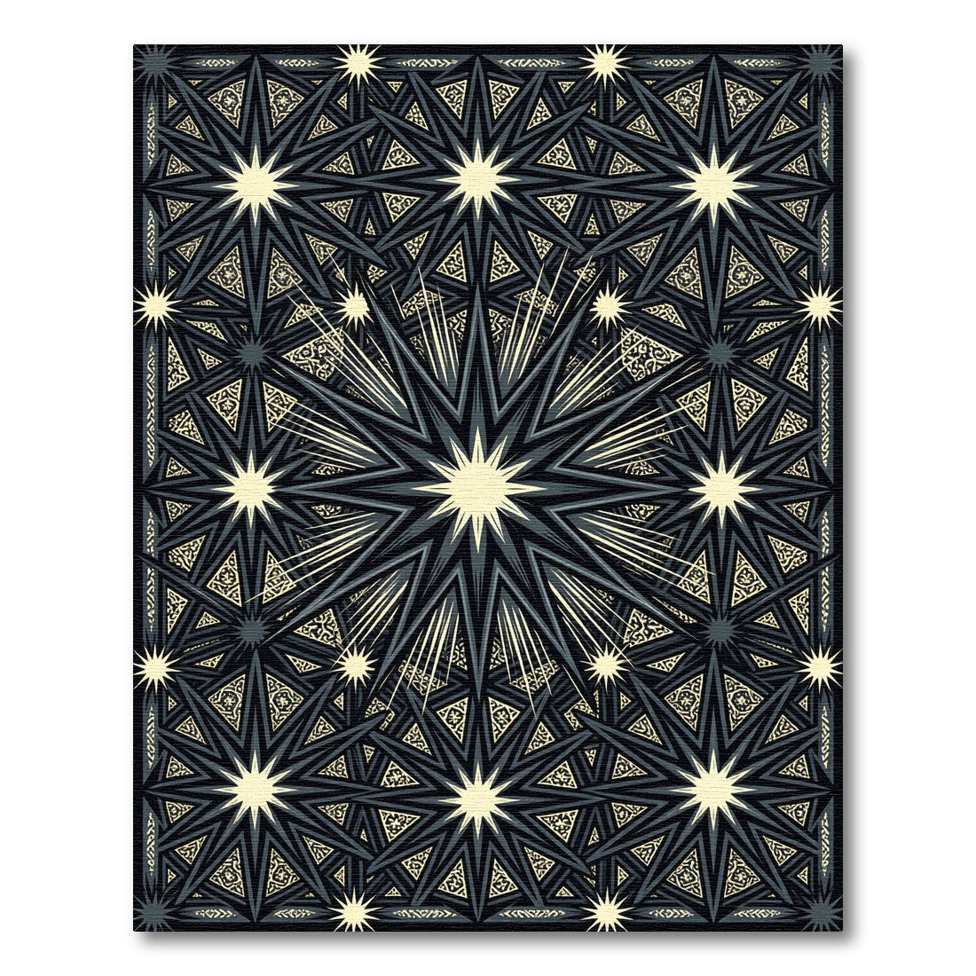 Dark Geometric Starburst Arrangement Rug
