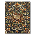 Golden Floral Damask Scroll Area Rug