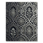 Elegant Silver Arabesque Floral Overlay Rug