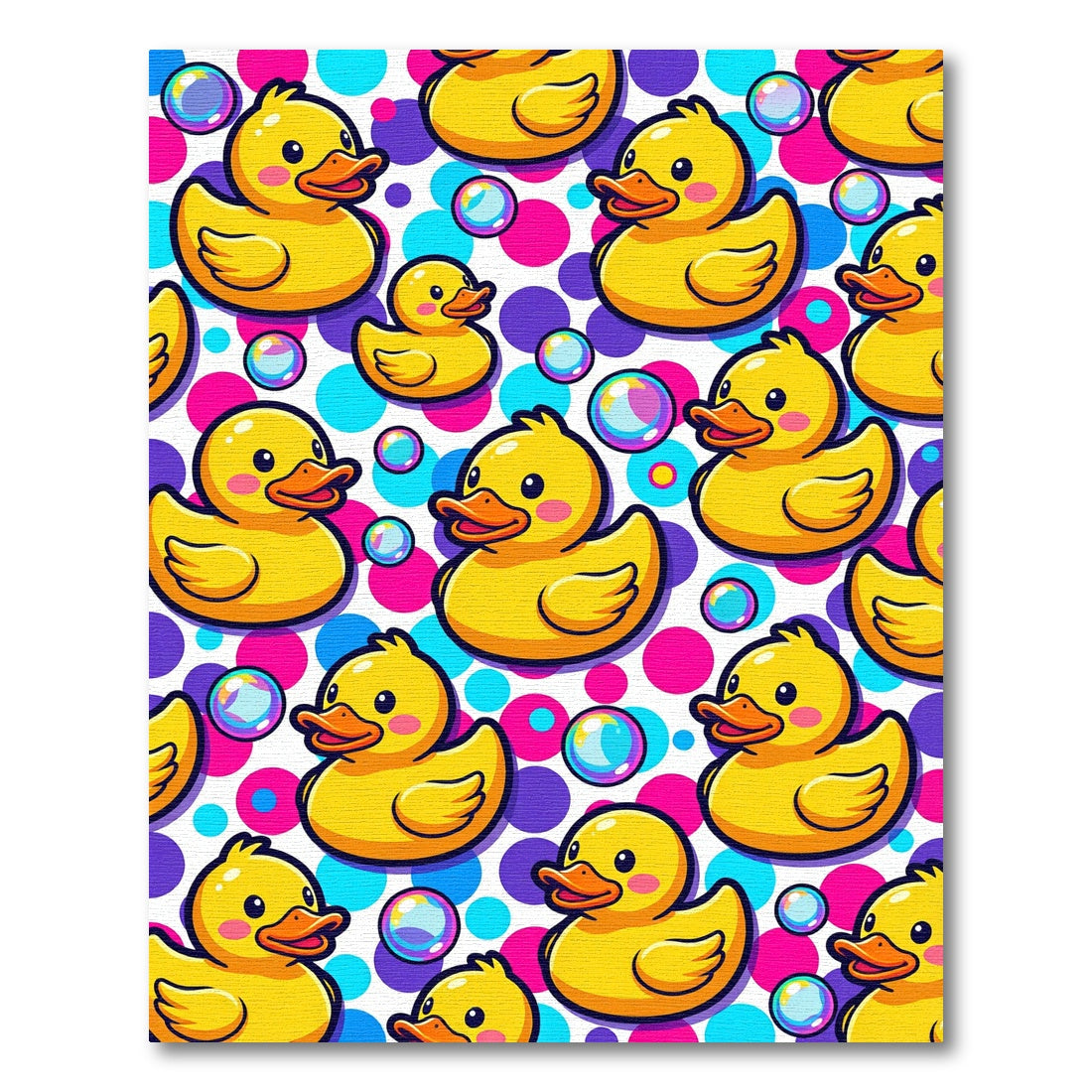 Playful Yellow Duck Bubble Polka Dot Rug