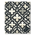 Elegant Charcoal and Cream Scalloped Quatrefoil Rug