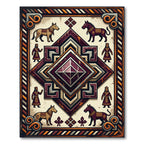 Ancient Emblematic Maroon Geometric Diamond Area Rug