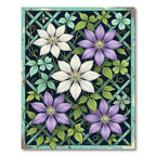 Purple and White Clematis Trellis Rug