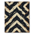 Abstract Black and Beige Chevron Rug