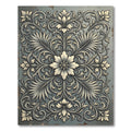 Elegant Slate Gray Ornate Floral Art Rug