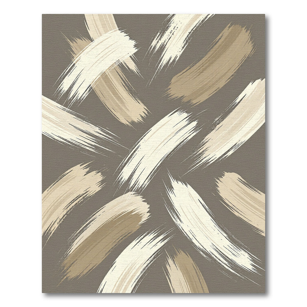 Modern Taupe Abstract Brush Stroke Rug