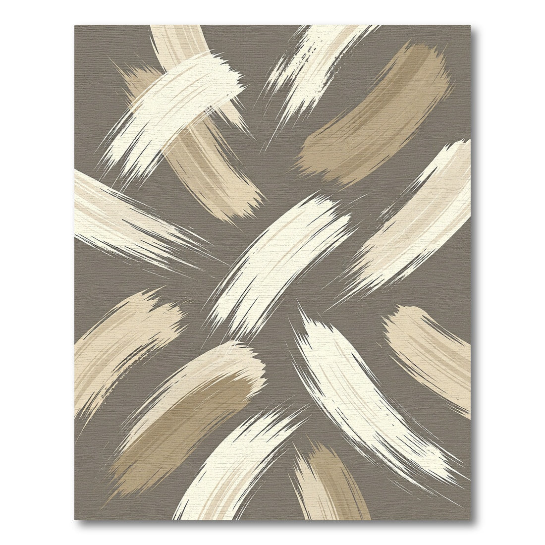 Modern Taupe Abstract Brush Stroke Rug
