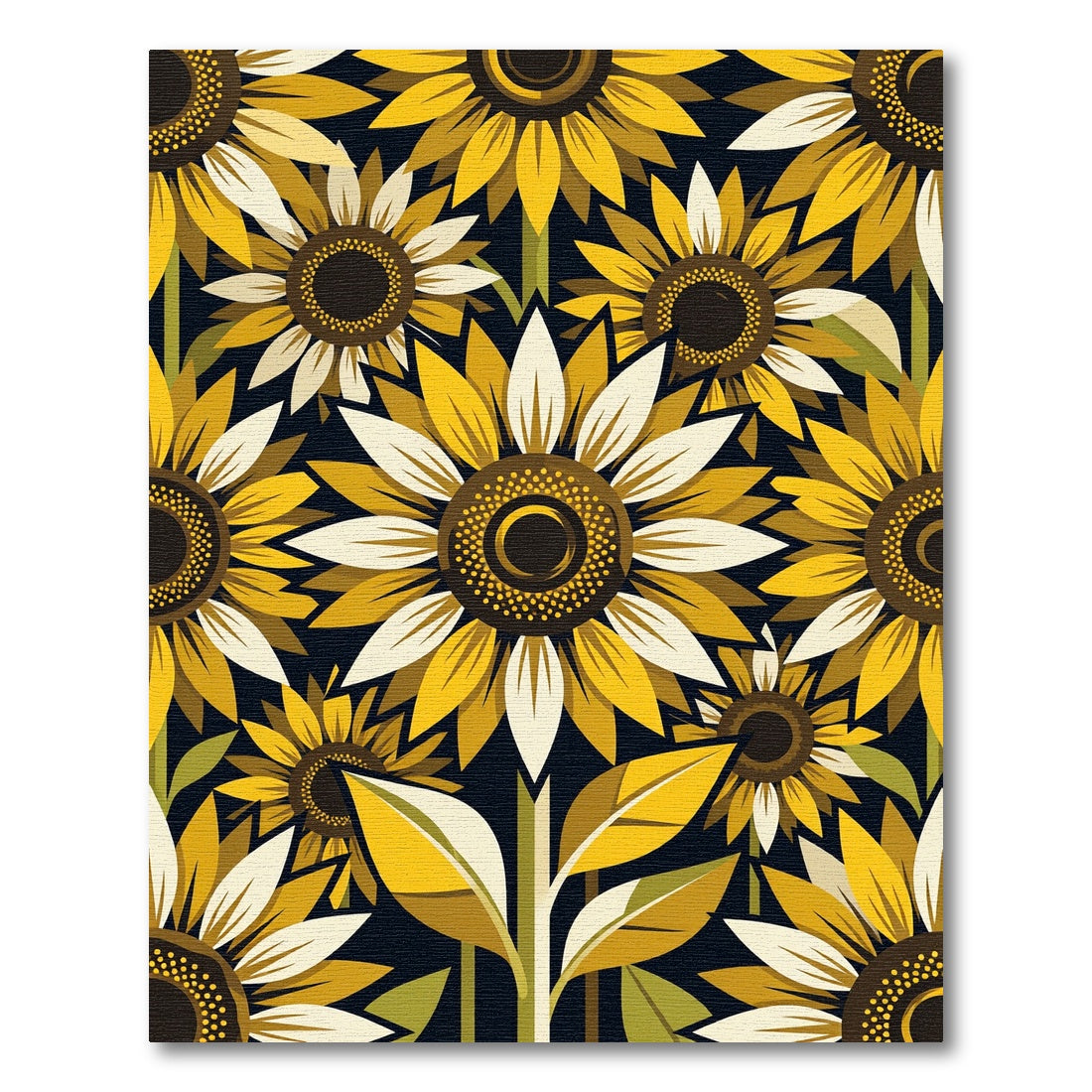Golden Yellow Sunflower Botanical Repeat Rug