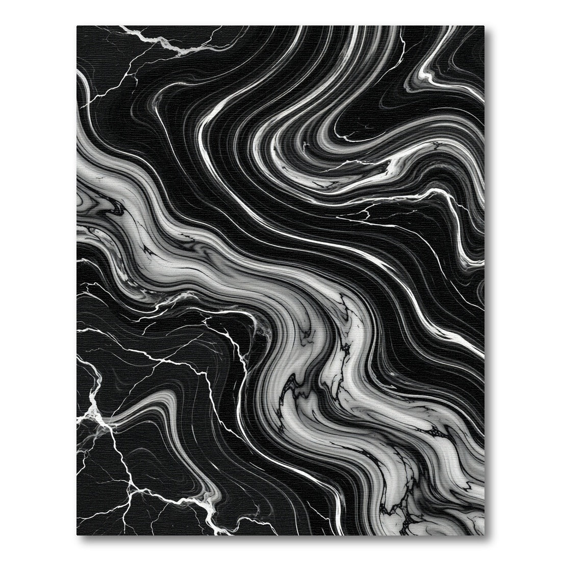 Chic Black White Swirl Marble Rug