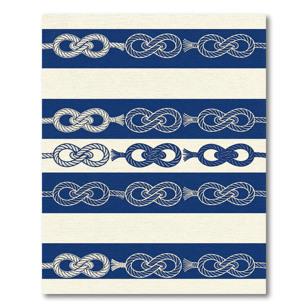 Navy Blue Striped Nautical Knot Rug