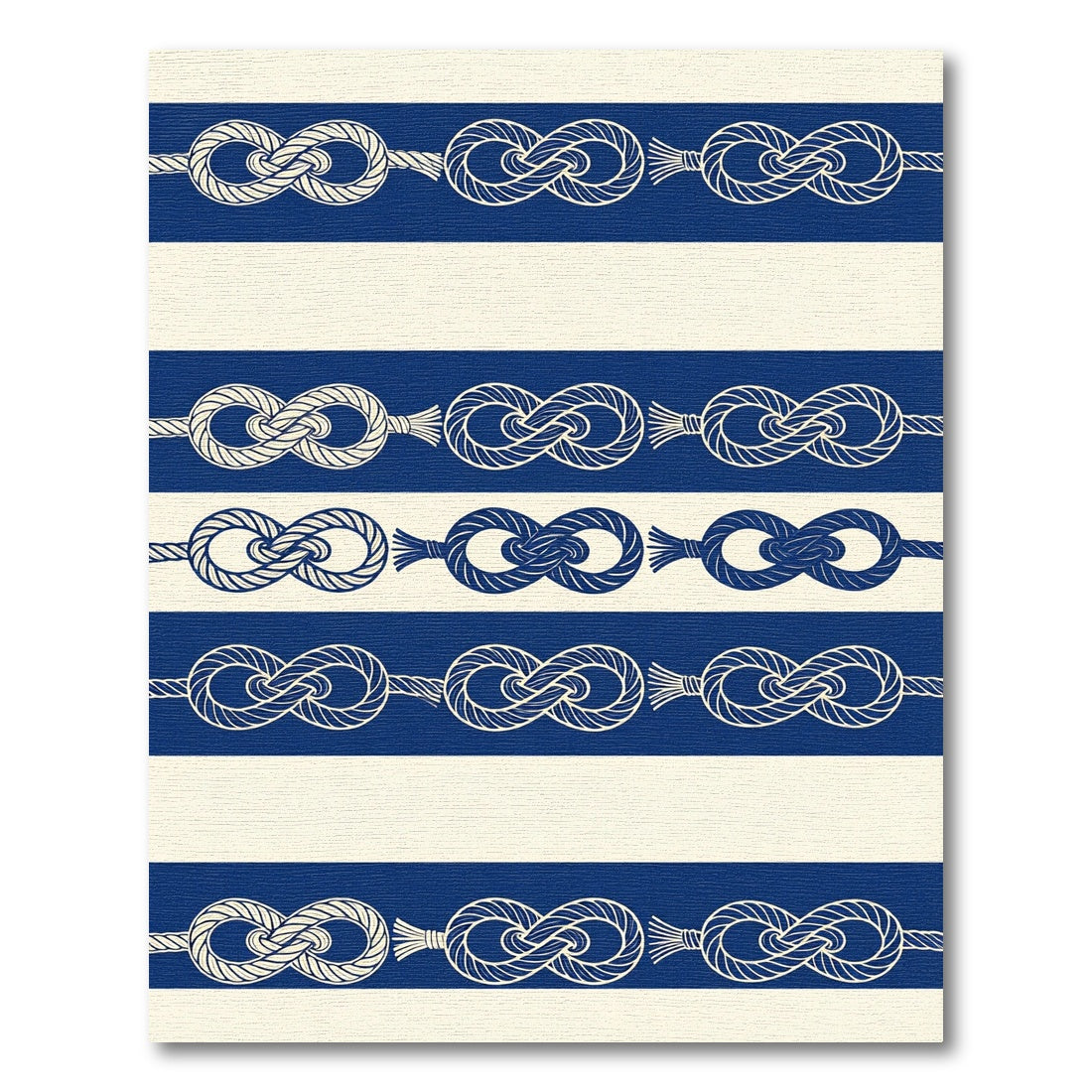 Navy Blue Striped Nautical Knot Rug
