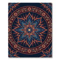 Deep Blue Orange Floral Mandala Sunburst Rug