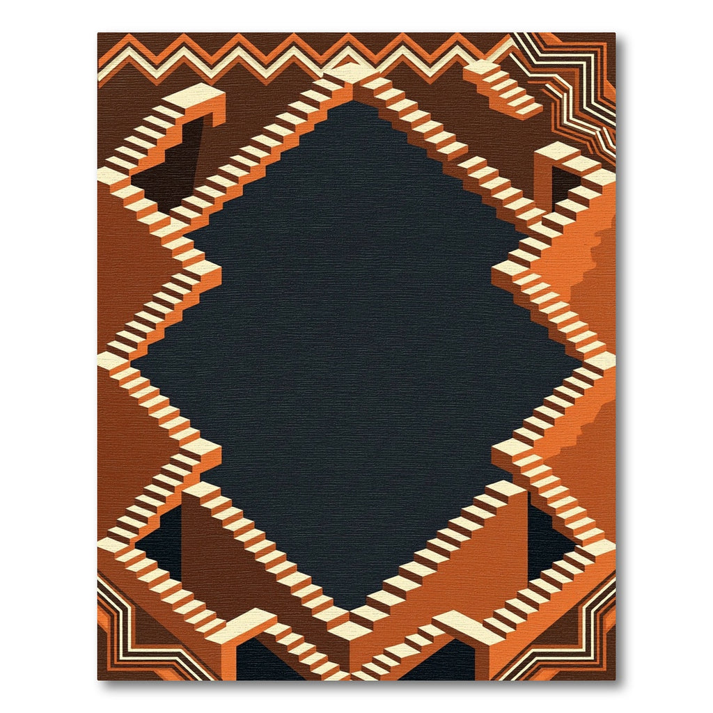 Retro Escher Staircase Geometric Rug