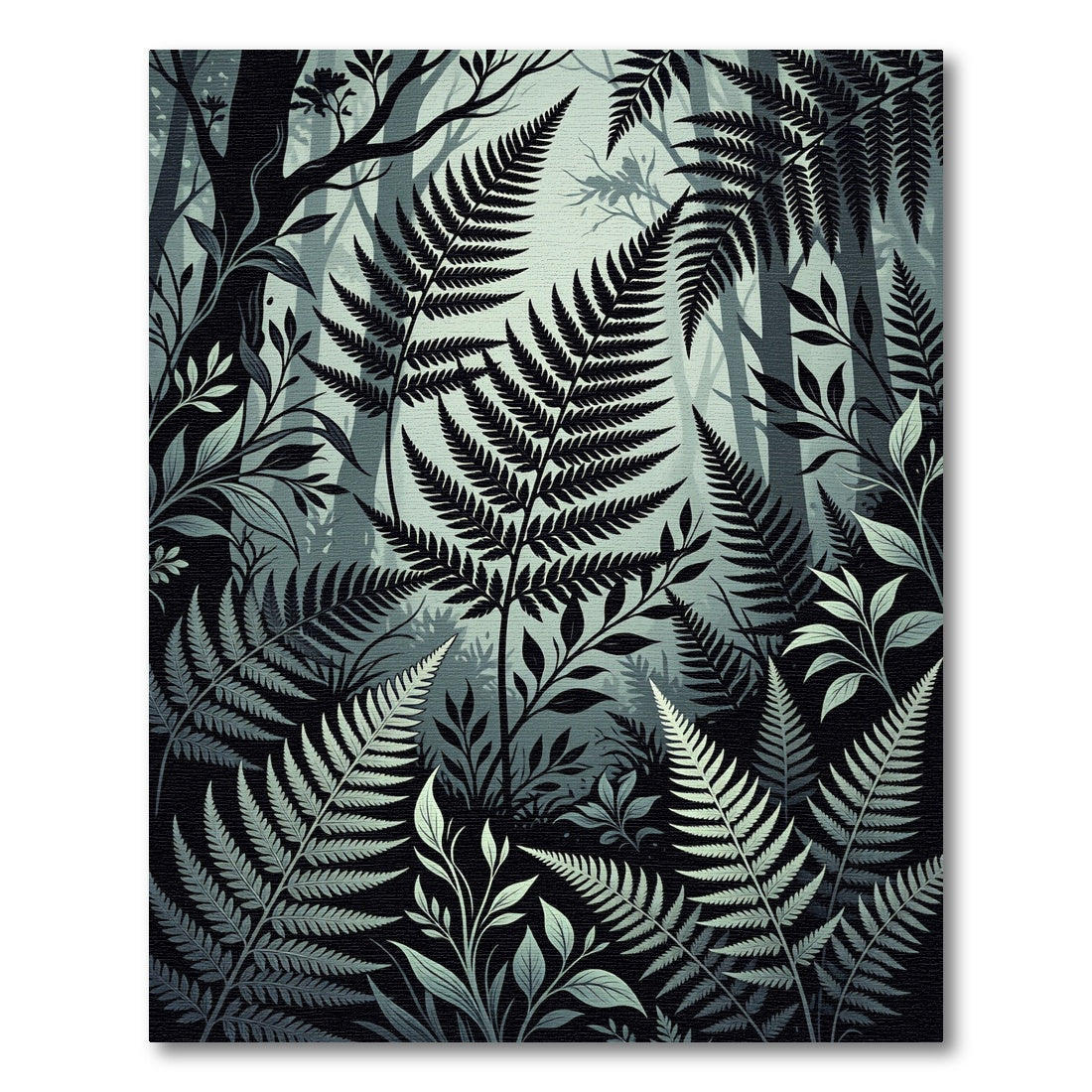 Mist Forest Botanical Fern Shadow Rug