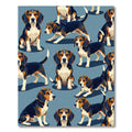 Playful Tricolor Beagle Dog Portraits Rug