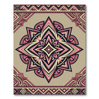 Rich Golden Pink Geometric Star Rug
