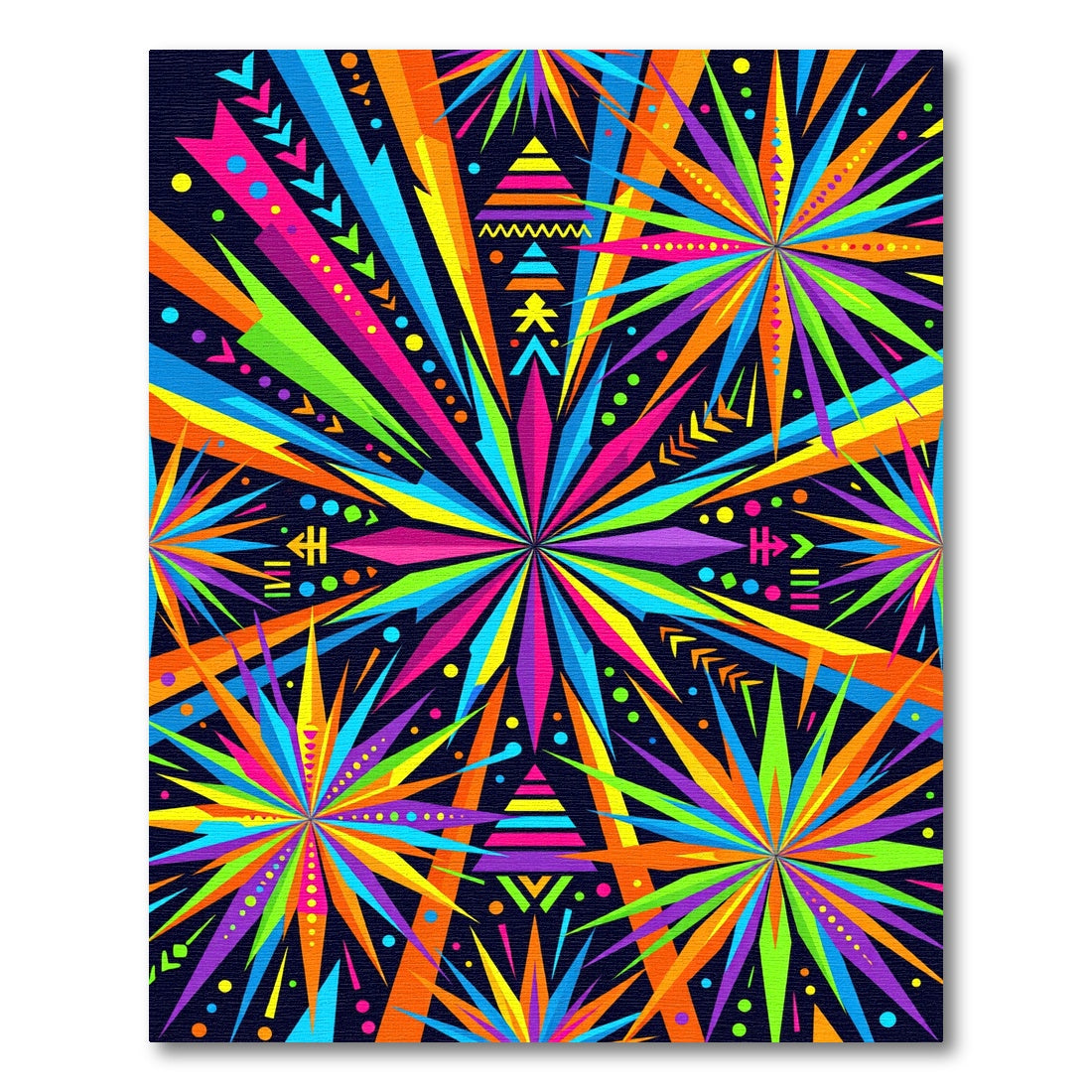 Vibrant Multicolored Geometric Neon Burst Rug