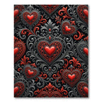 Ornate Red Heart Filigree Medallion Rug