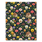 Charming Cottage Floral Garden Scene Rug
