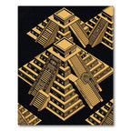 Gold Isometric Ancient Mayan Pyramid Rug