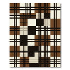 Modern Brown and Black Plaid Grid Rug