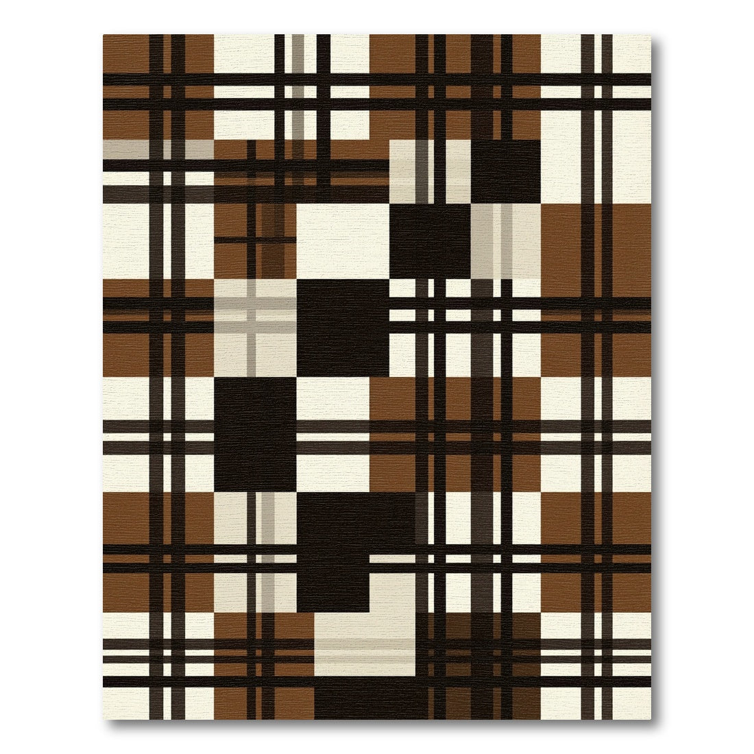 Modern Brown and Black Plaid Grid Rug