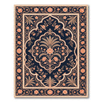 Coral Floral Archway Dark Blue Rug