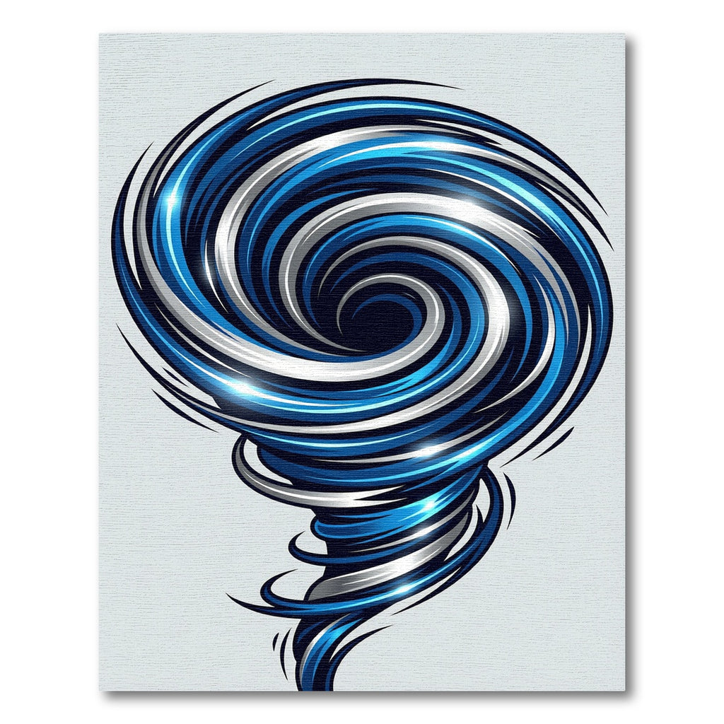 Dynamic Blue and Silver Vortex Rug