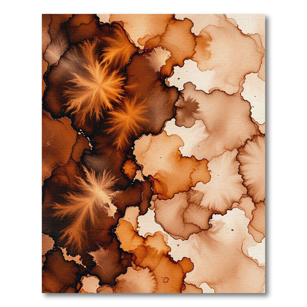 Earthy Umber Abstract Ink Flow Rug