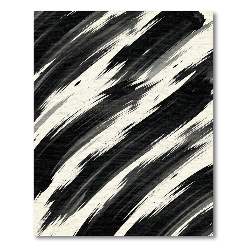 Modern Black and White Abstract Brushstroke Rug