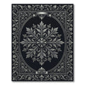 Ornamental Leaf Symmetry Black Silver Rug