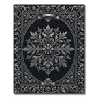 Ornamental Leaf Symmetry Black Silver Rug