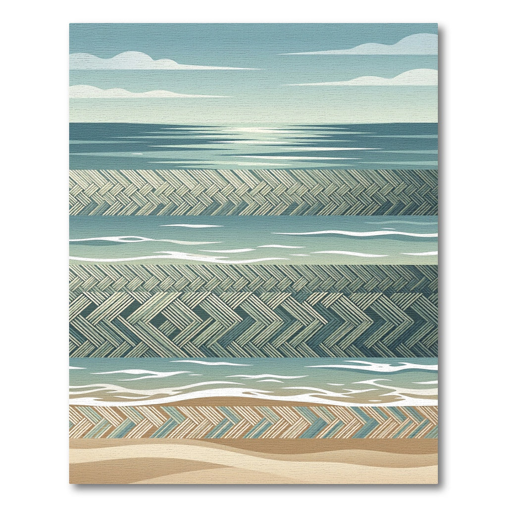 Seaside Woven Herringbone Layered Ocean Hue Rug