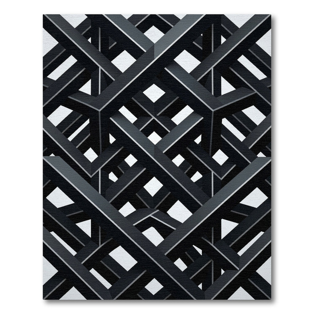 Monochrome Layered Geometric Overlay Rug