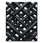 Monochrome Layered Geometric Overlay Rug
