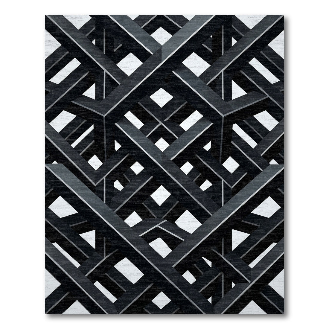 Monochrome Layered Geometric Overlay Rug