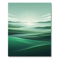 Serene Green Abstract Landscape Waves Rug